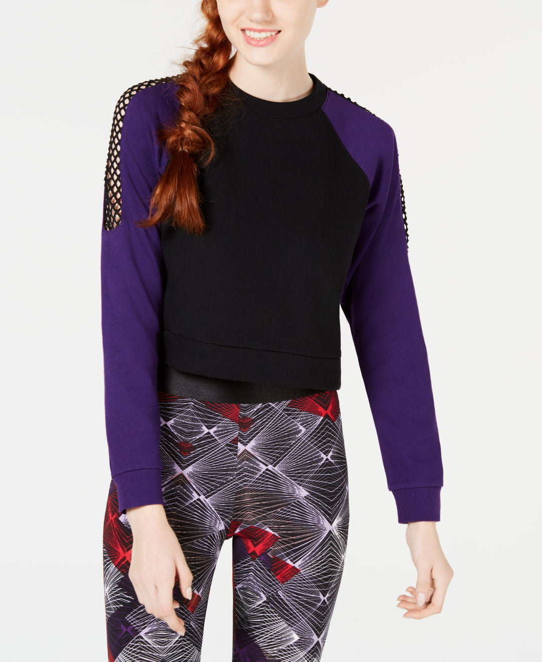 Juniors' Colorblocked Mesh-Trim Sweatshirt