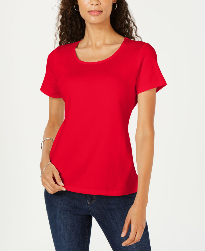 Petite Cotton Scoop-Neck Top