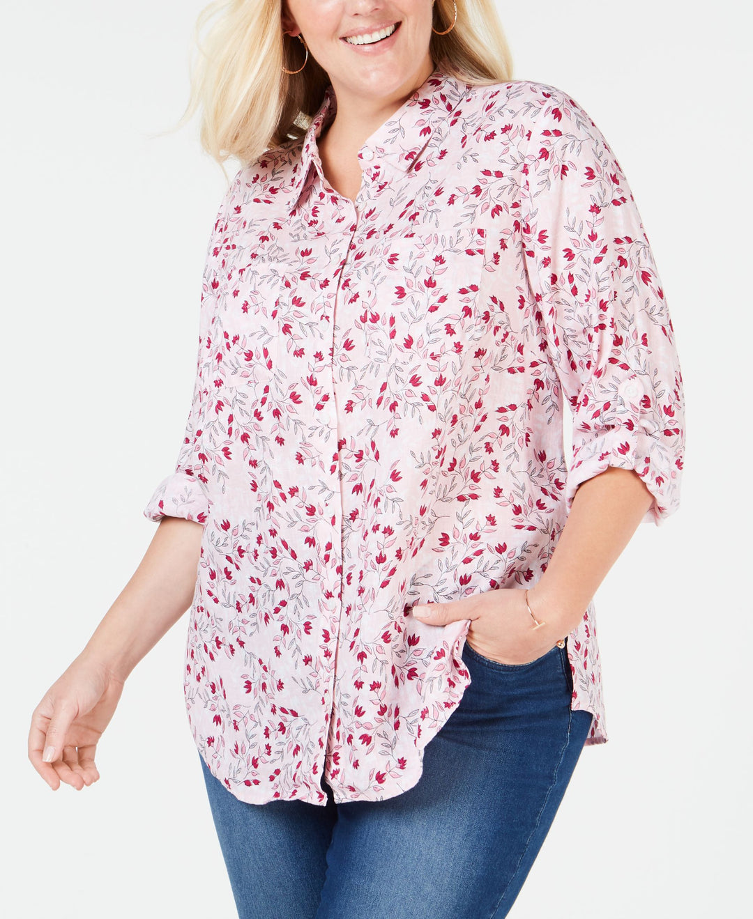 Charter Club Plus Size Linen Utility Shirt