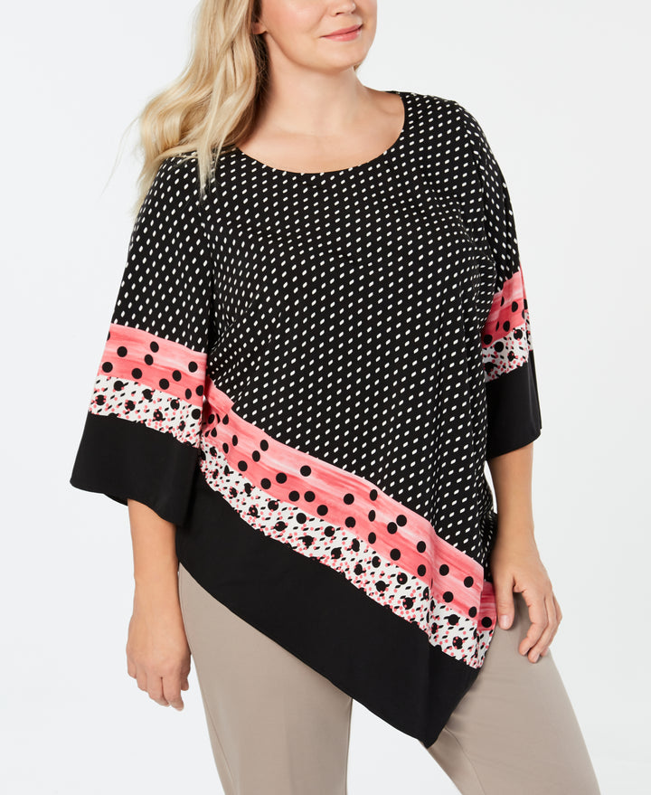 Plus Size Printed Pointed-Hem Top
