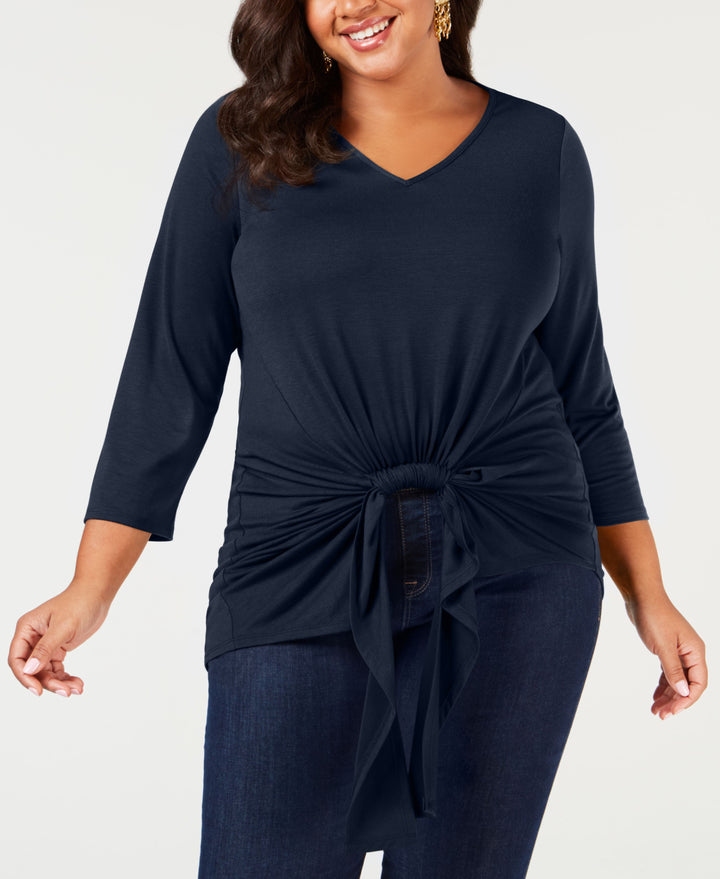 Plus Size Gathered-Front Top