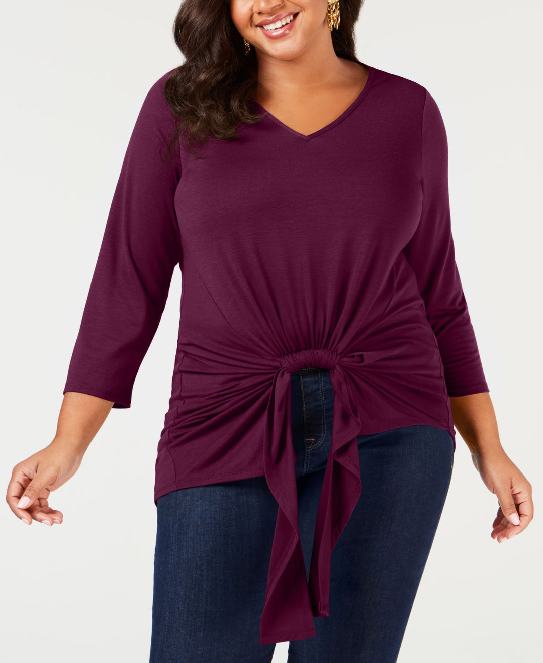 Plus Size Gathered-Front Top