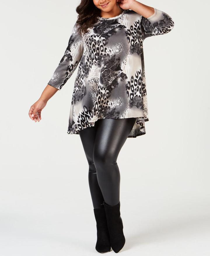 NY Collection Plus Size Printed Trapeze Top