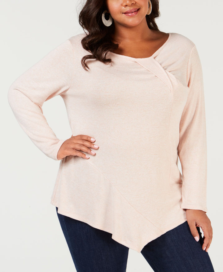 NY Collection Plus Size Twist Front Asymmetrical Top