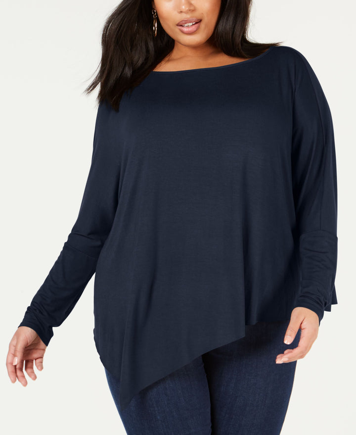 Plus Size Dolman-Sleeve Asymmetrical Top