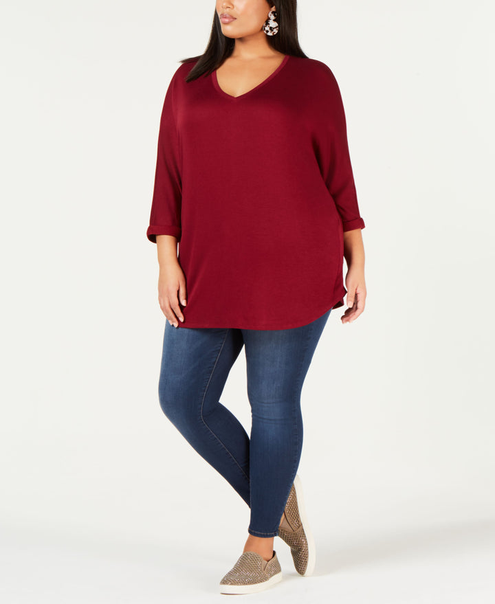 Celebrity Pink Trendy Plus Size V Neck Top