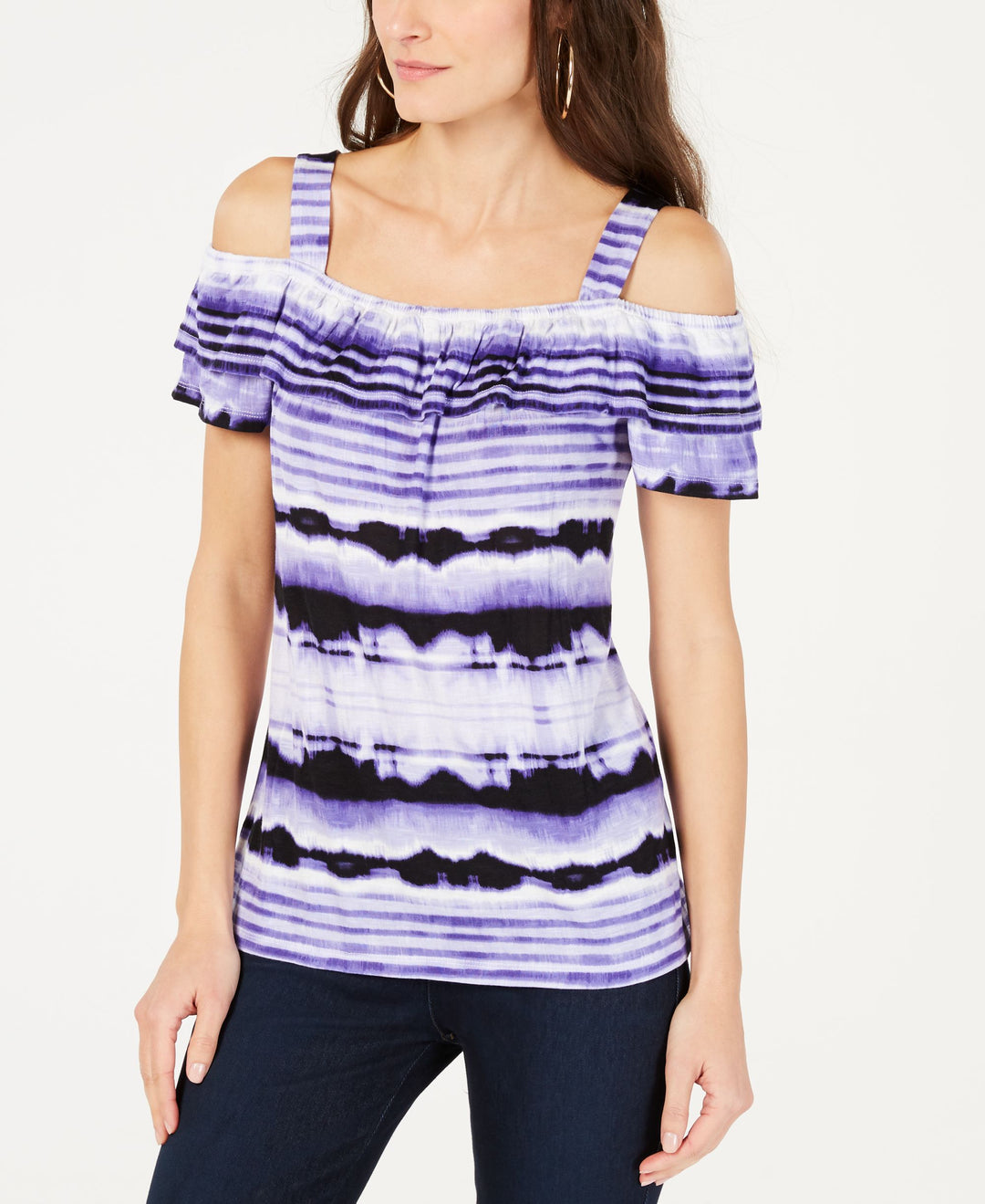 Striped Cold Shoulder Top