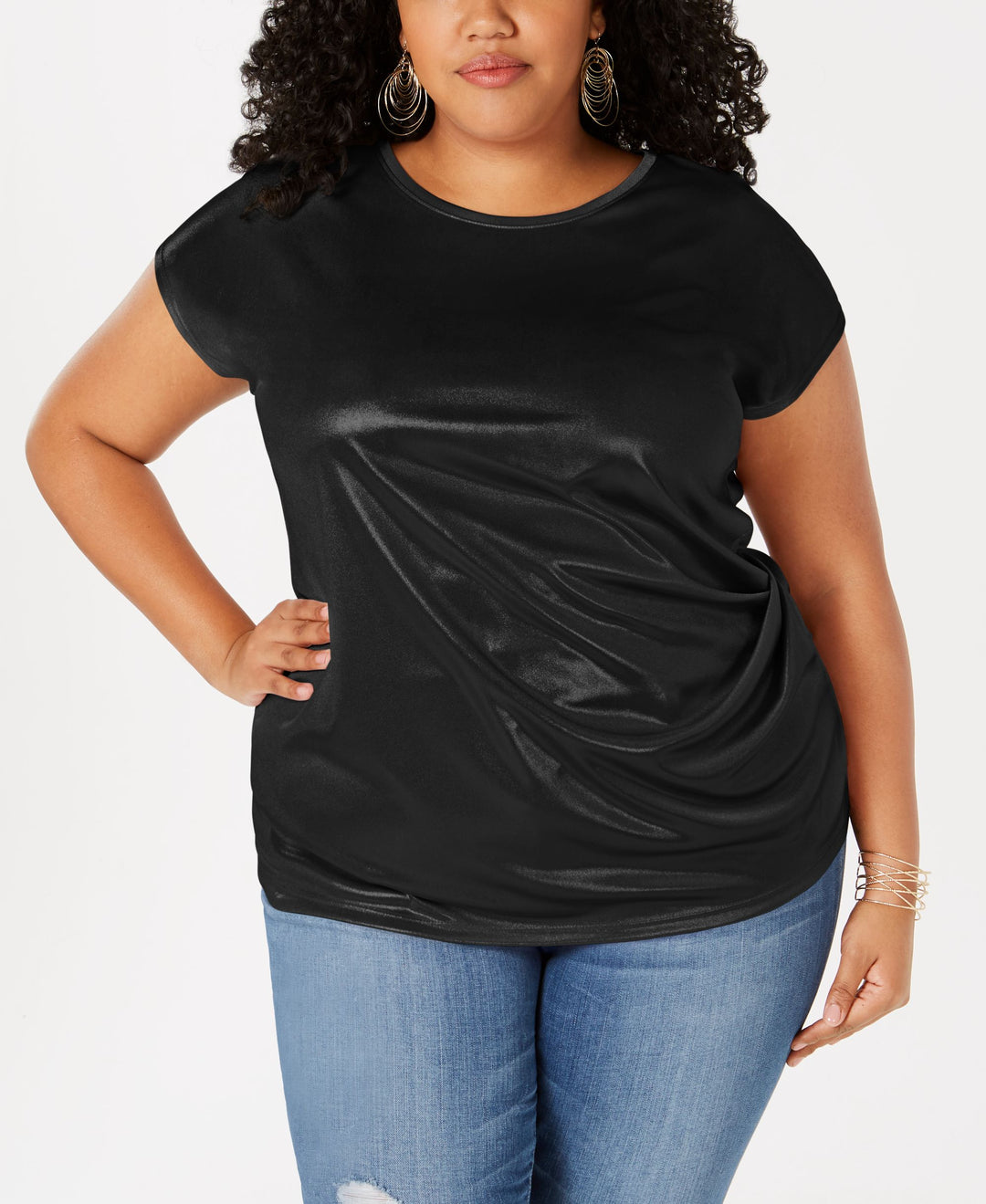 Plus Size Metallic Twisted T-Shirt
