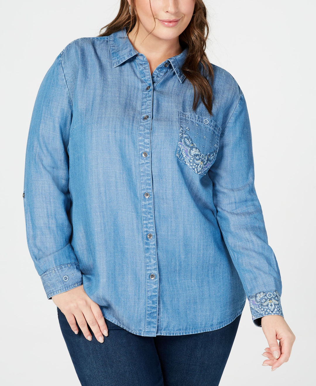 Style & Co Plus Size Bandana Print Button Up Shirt