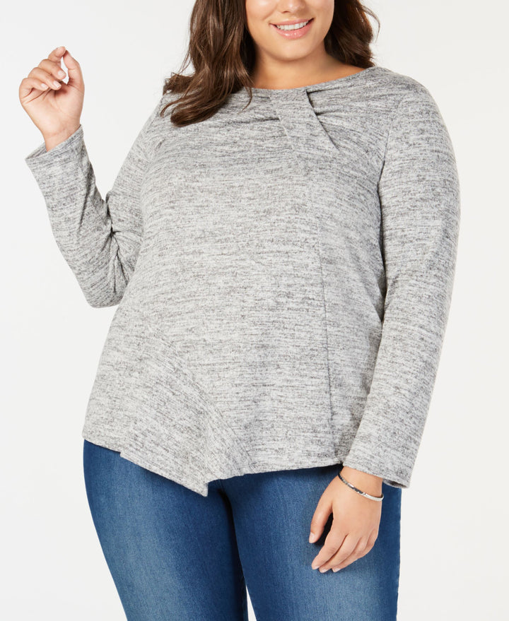 NY Collection Plus Size Twist Front Asymmetrical Top