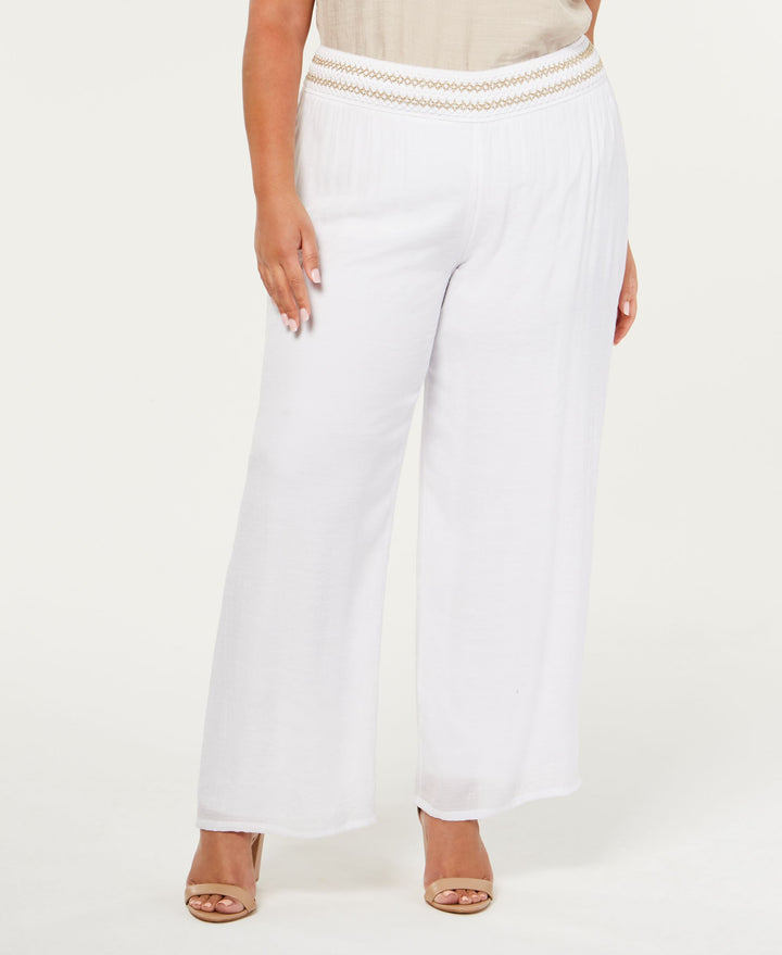JM Collection Plus Size Lined Gauze Pull On Pants