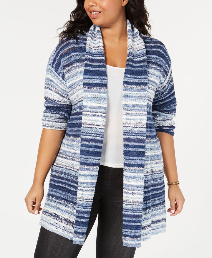 Style & Co Plus Size Textured Stripe Cardigan Sweater