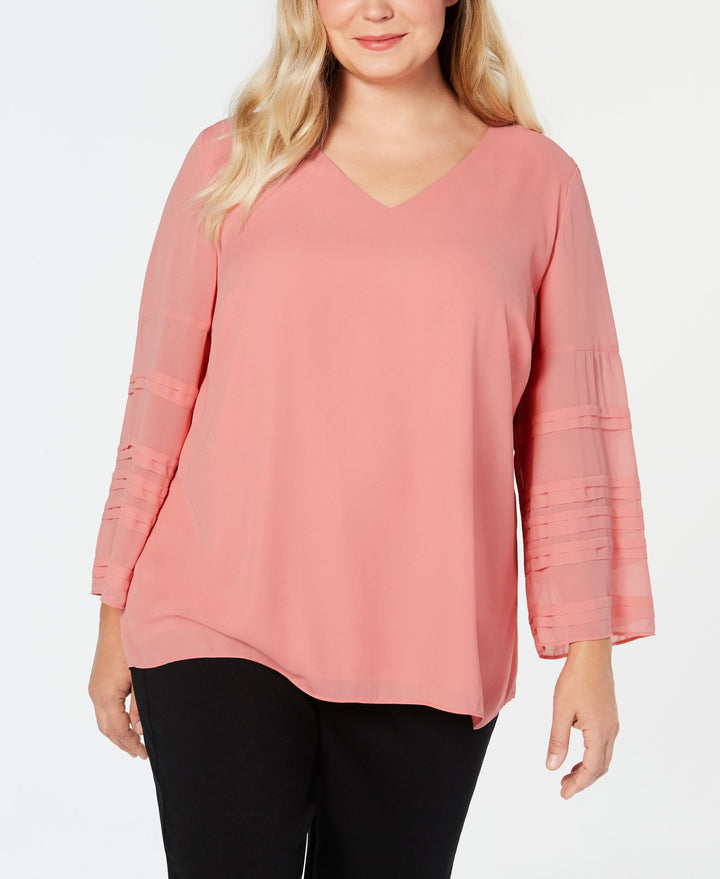 Alfani Plus Size Illusion Sleeve Top