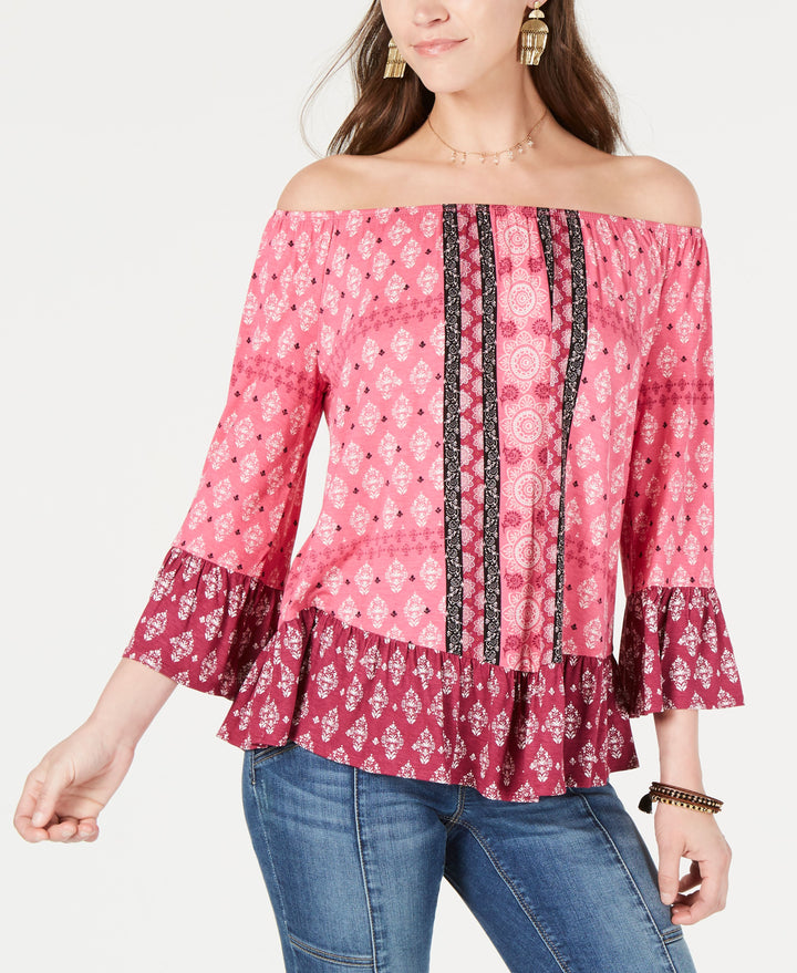 Petite Printed Off-The-Shoulder Top