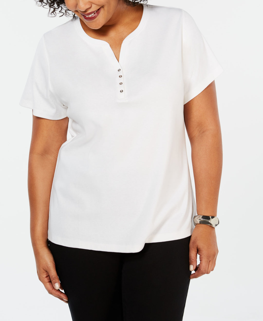 Plus Size Cotton Henley Top