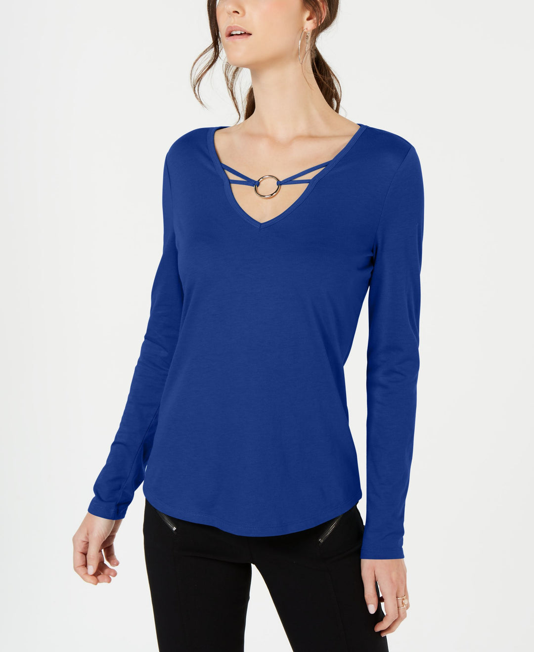 INC Embellished V-Neck Top