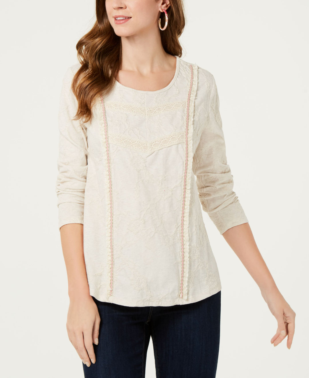 Printed Fringe-Detail Top