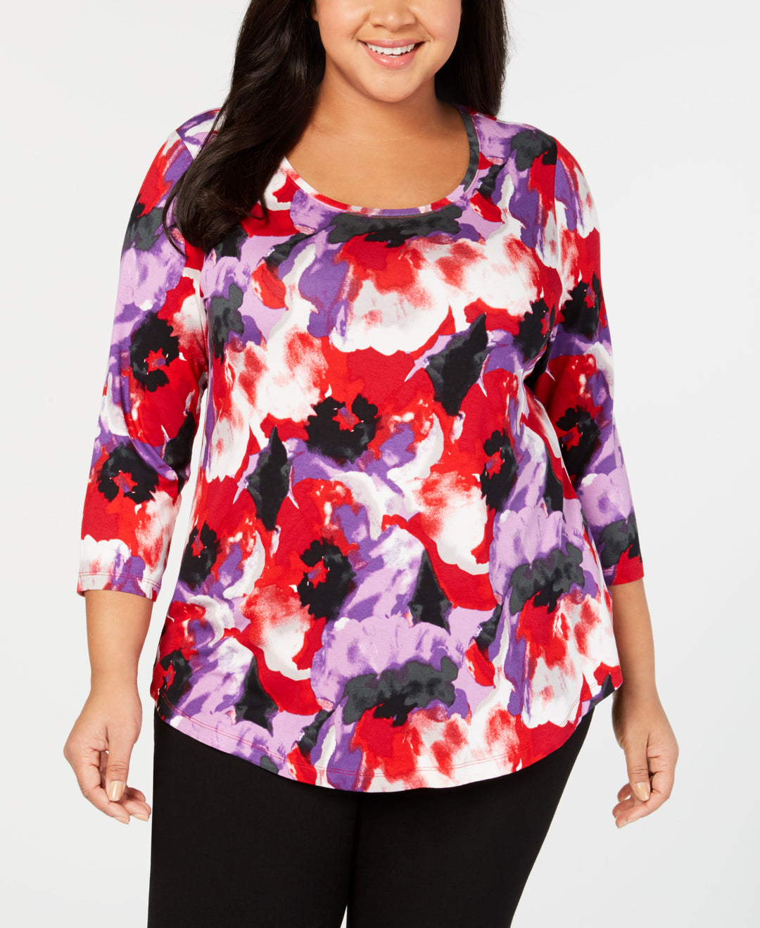JM Collection Plus Size Printed Top