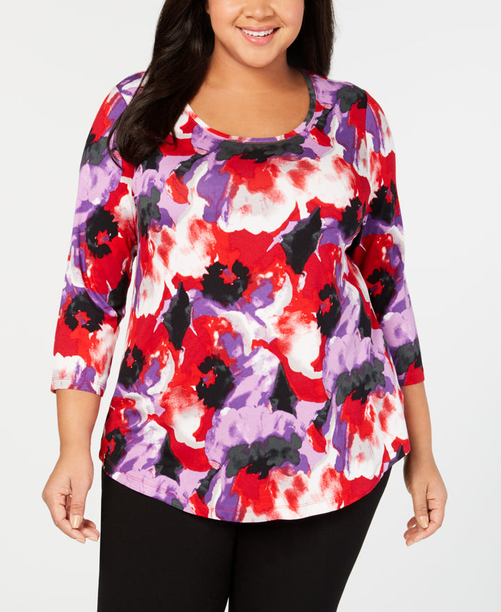 JM Collection Plus Size Printed Top