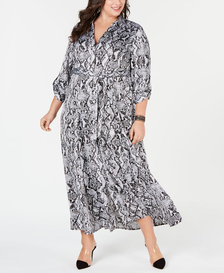 Plus Size Bell Sleeve V Neck Dress