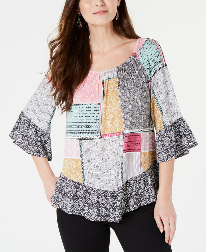 Petite Printed Off-The-Shoulder Top