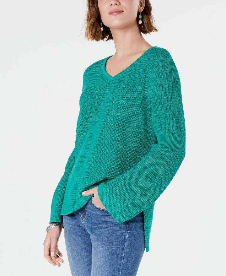 Cotton Waffle-Stitch Sweater