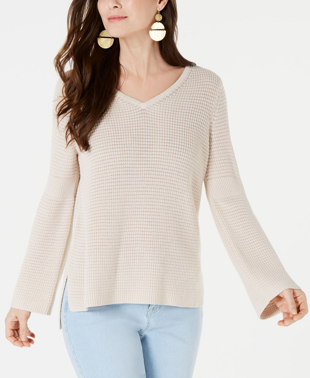 Cotton Waffle-Stitch Sweater
