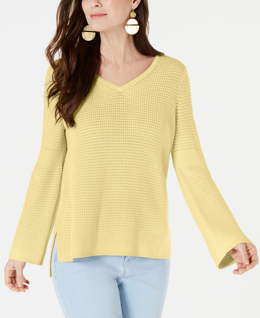 Cotton Waffle-Stitch Sweater