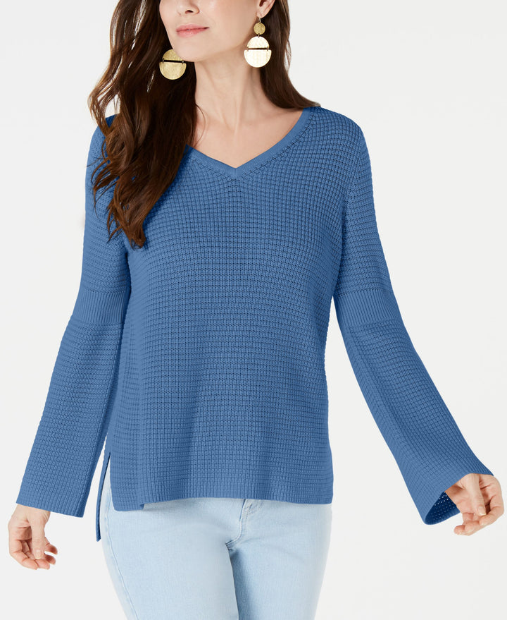 Cotton Waffle-Stitch Sweater