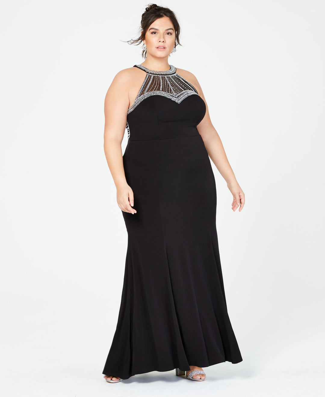 Say Yes To The Prom Trendy Plus Size Embellished Halter Gown