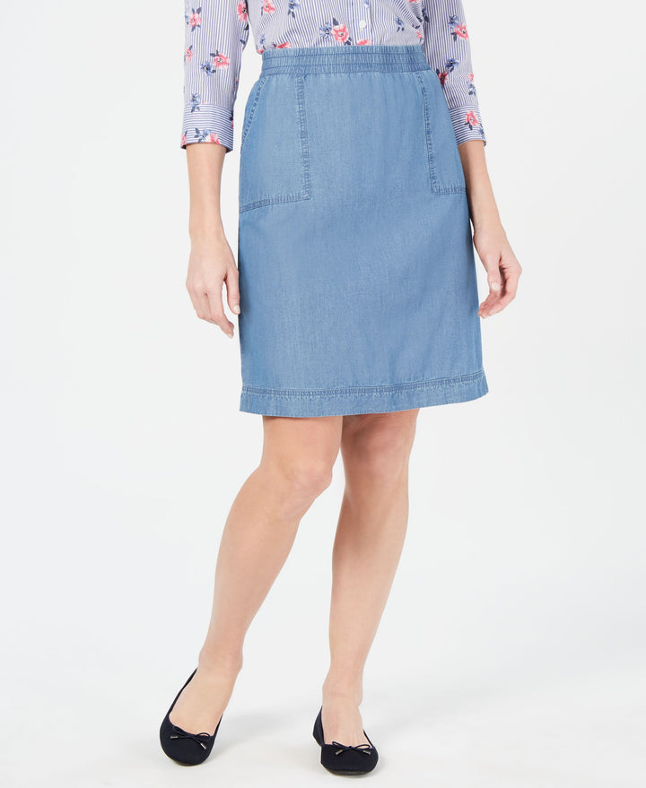 Karen Scott Petite Cotton Denim Skirt