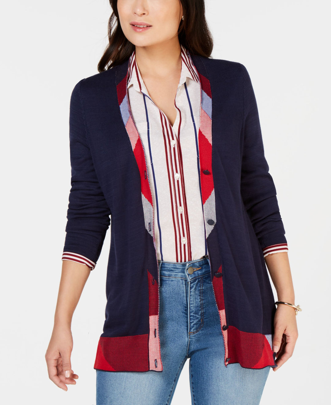 Charter Club Tipped Boyfriend Cardigan Sweater