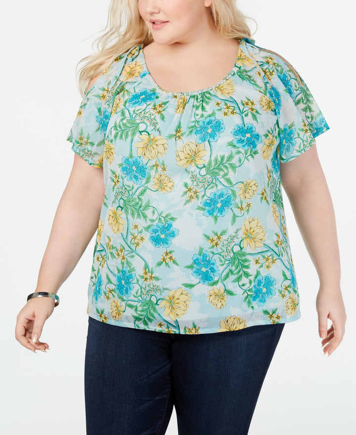 I.N.C. Plus Size Cold-Shoulder Top