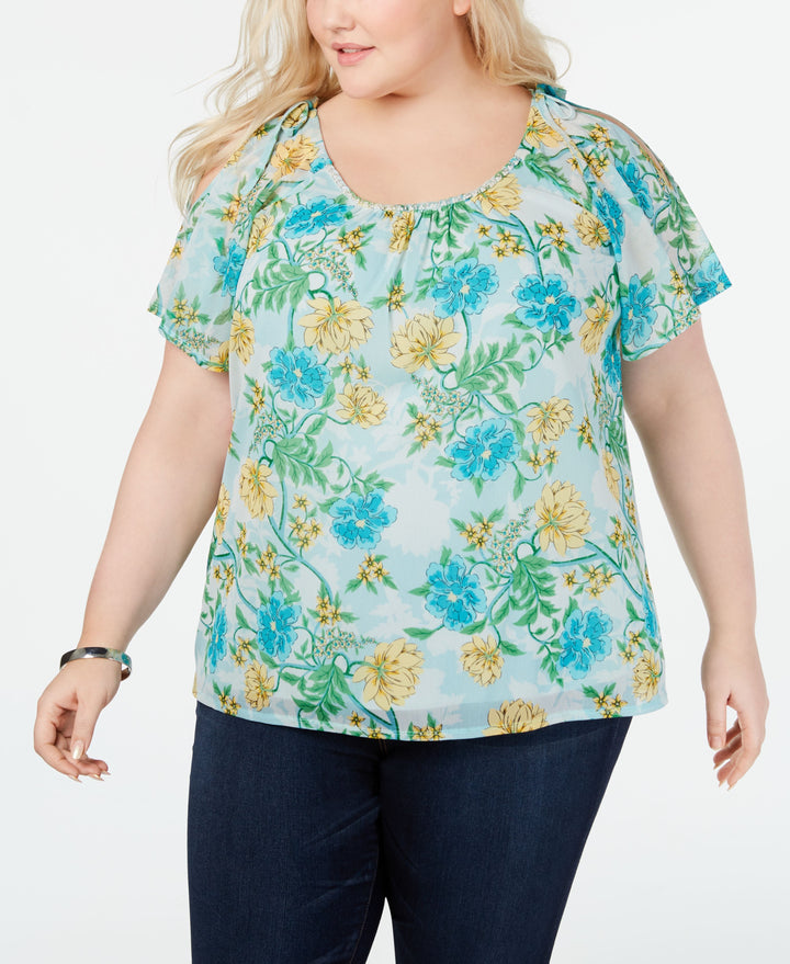 I.N.C. Plus Size Cold-Shoulder Top