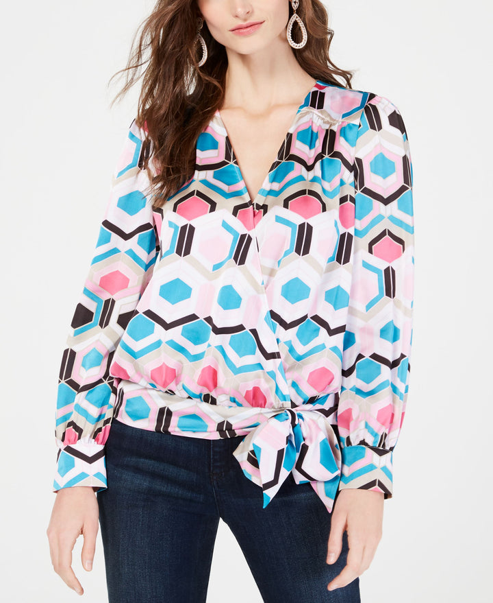 Printed Faux Wrap Top