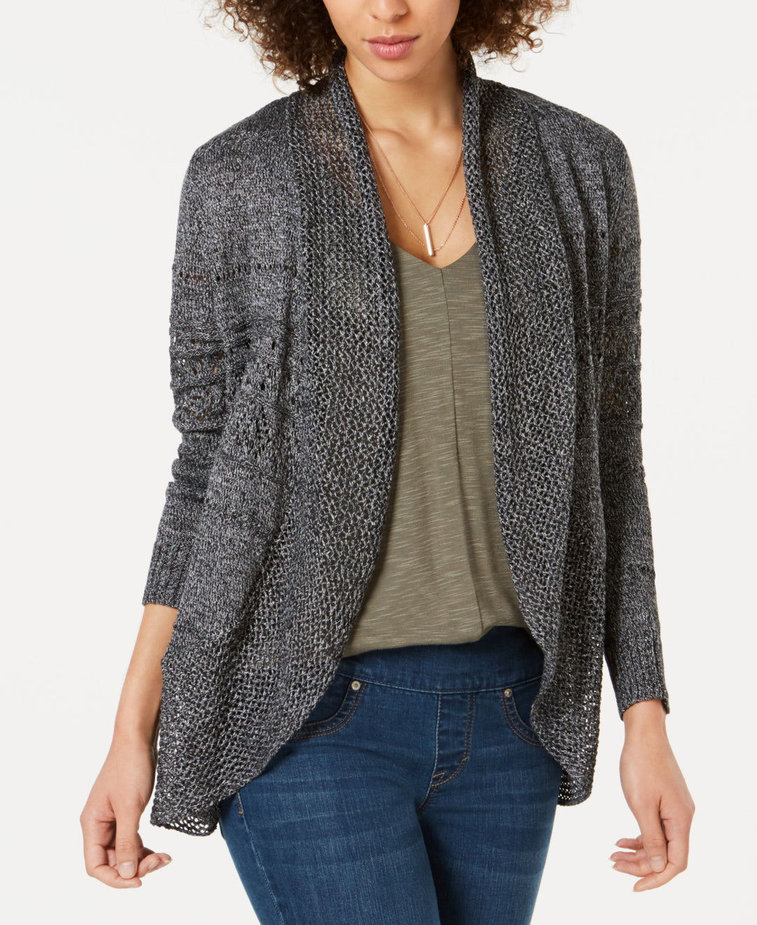 Style & Co Open Front Pointelle Cardigan