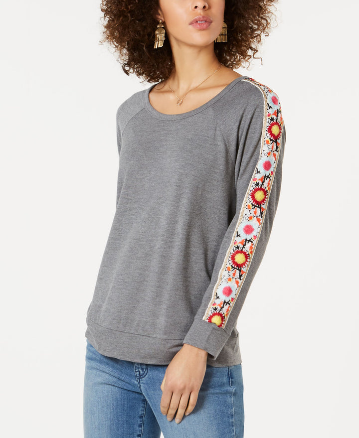Embellished-Sleeve Top