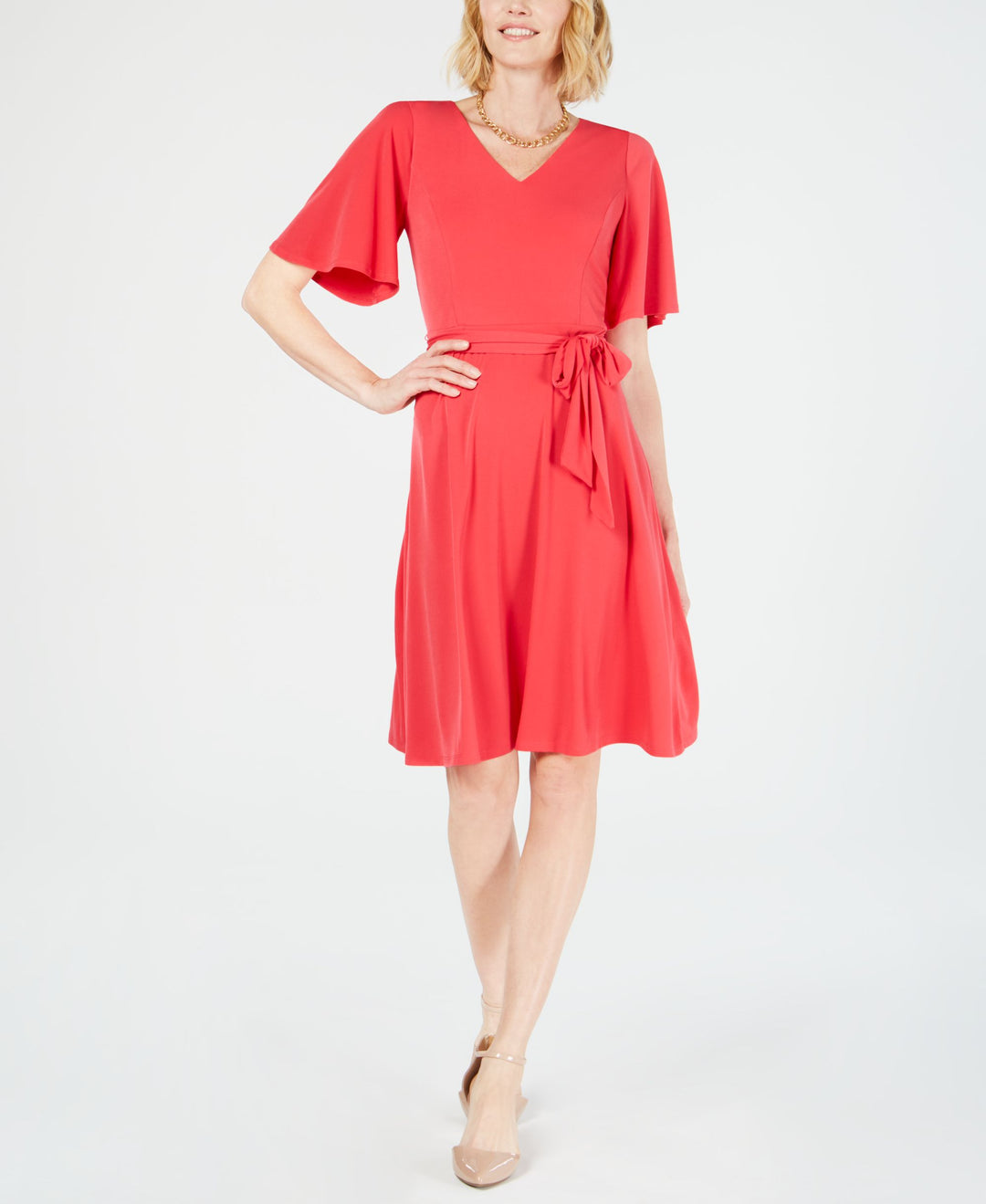 Petite Belted A-Line Dress