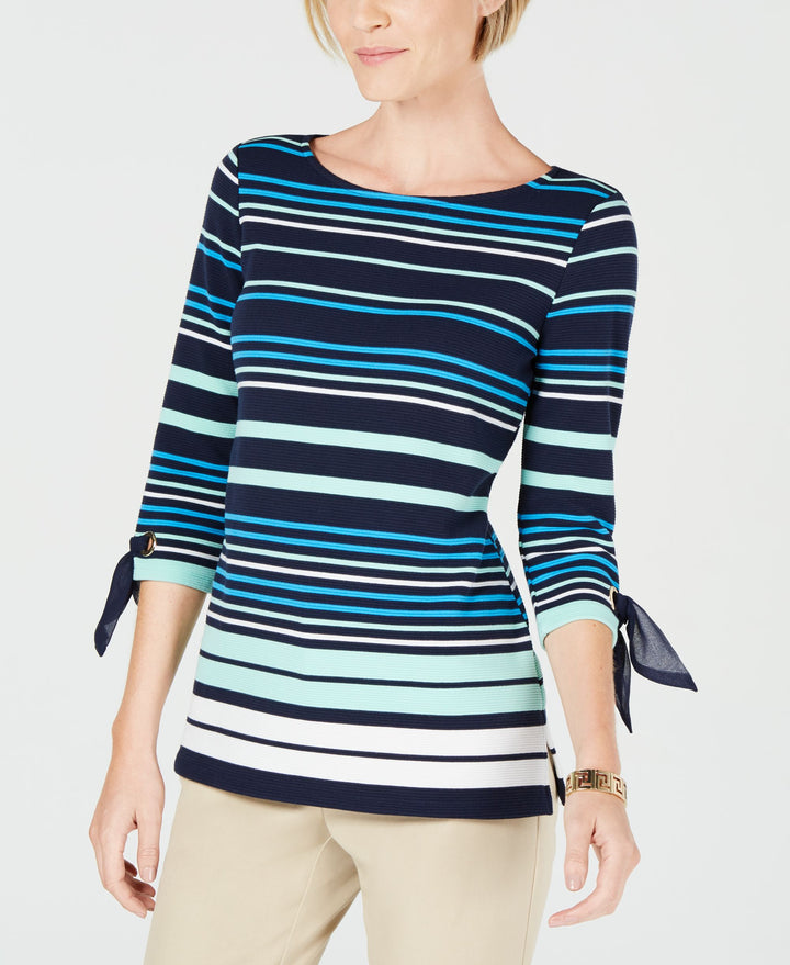 Striped Tie-Sleeve Top