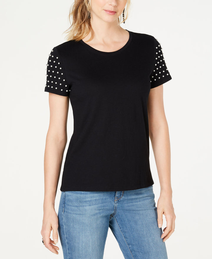 INC Faux-Pearl-Sleeve T-Shirt