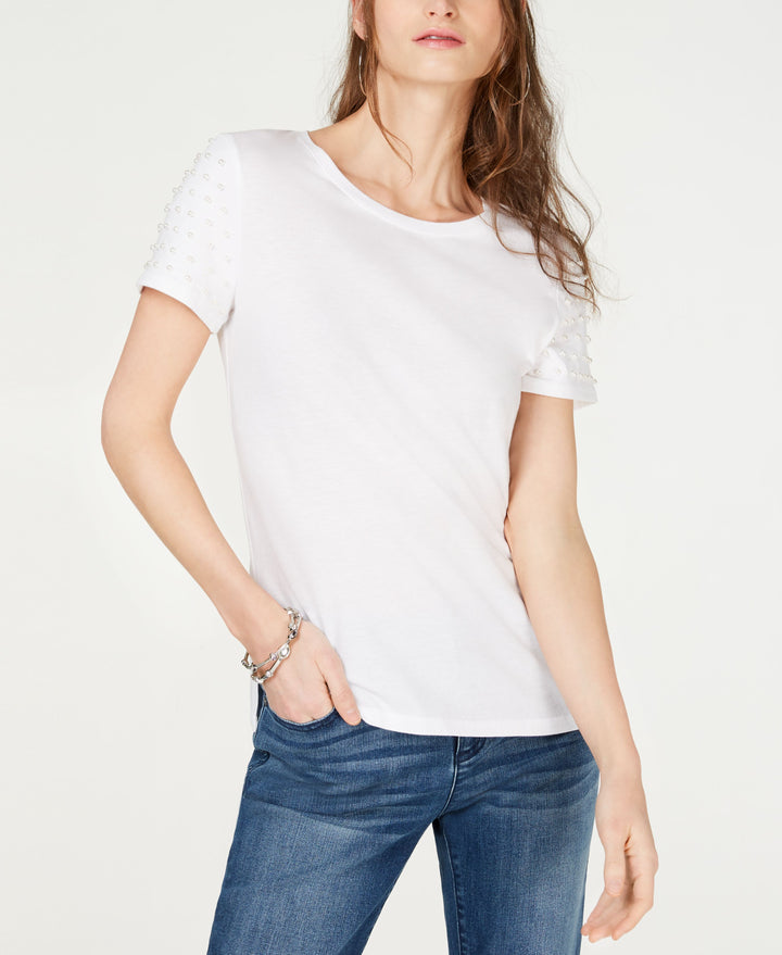 INC Faux-Pearl-Sleeve T-Shirt