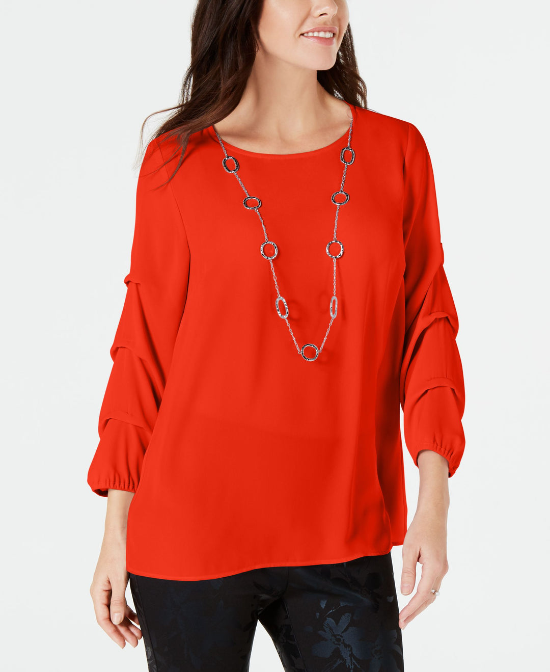 JM Collection Statement Sleeve Necklace Top
