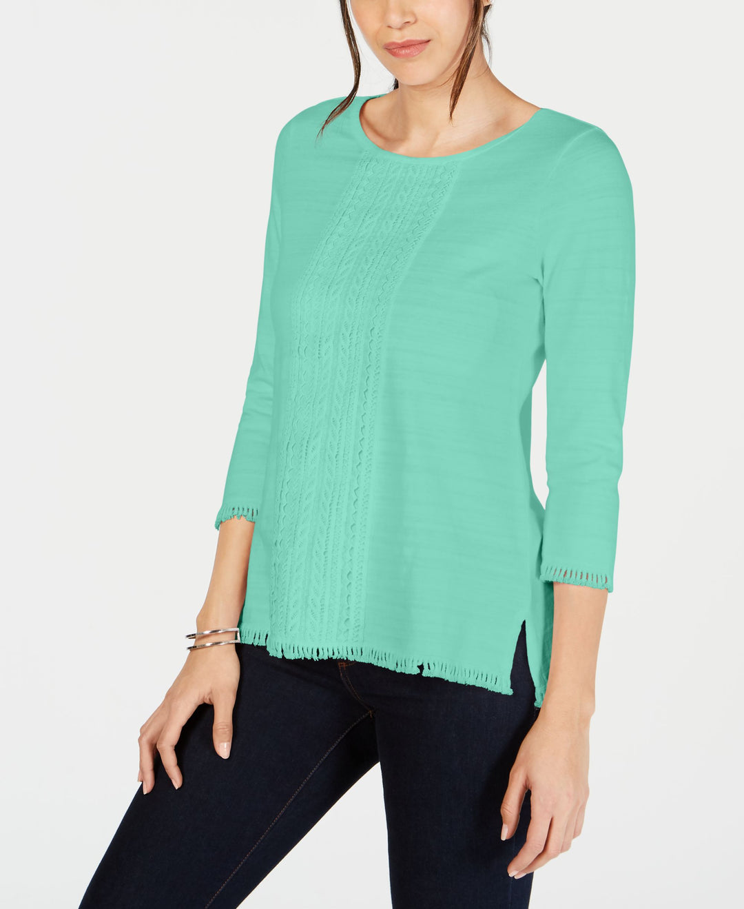 Cotton Lace-Trim Top