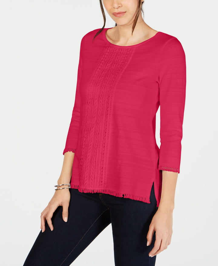 Cotton Lace-Trim Top