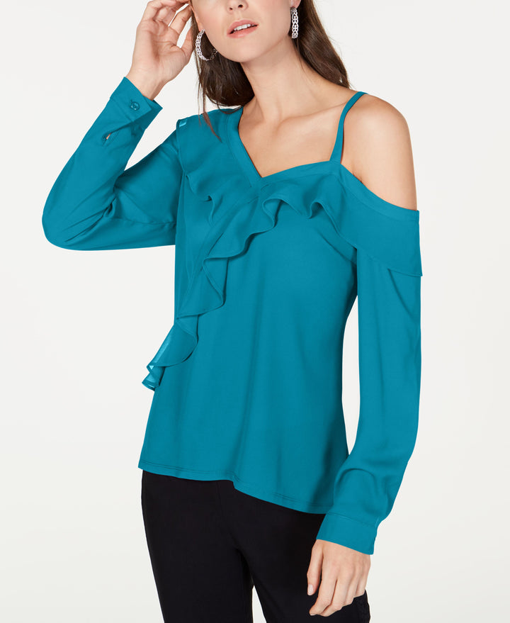 I.N.C. Ruffled Cold-Shoulder Top