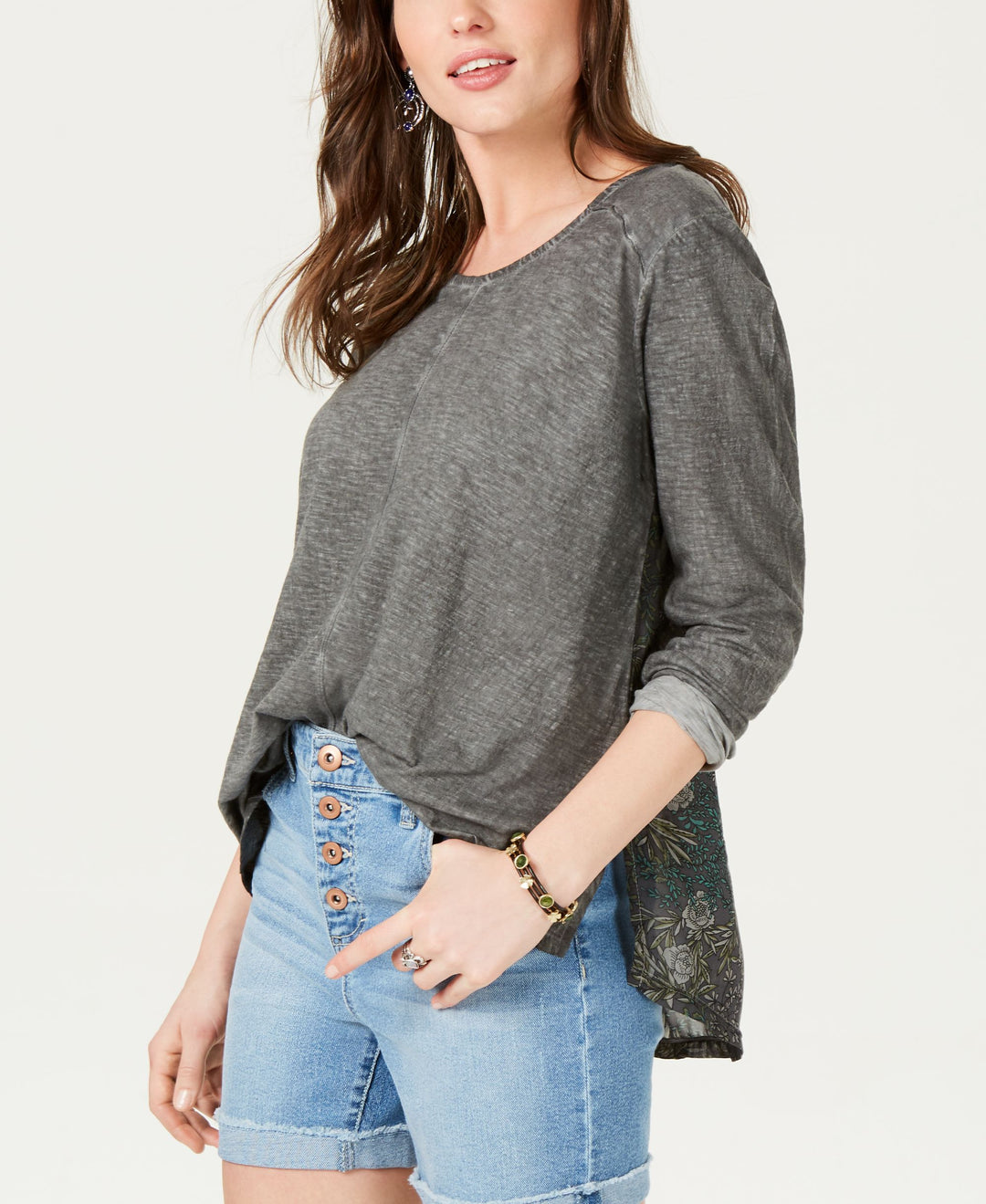 Print-Back Scoop-Neck Top