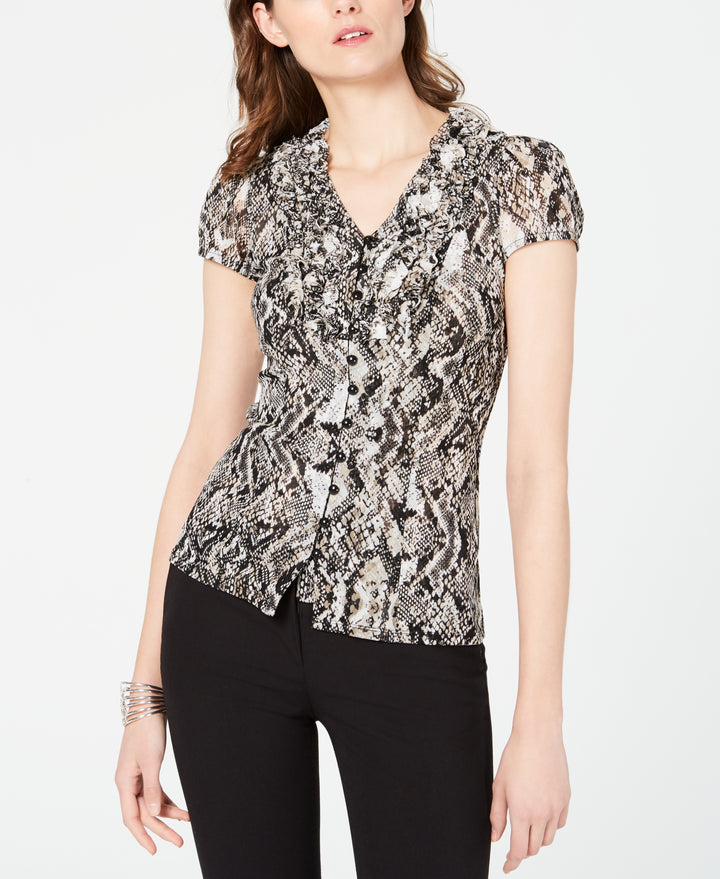 INC Ruffled Printed Blouse