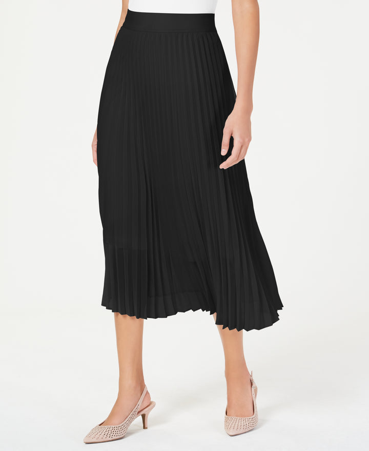 Women's Pleated Midi Skirt  Deep Black M