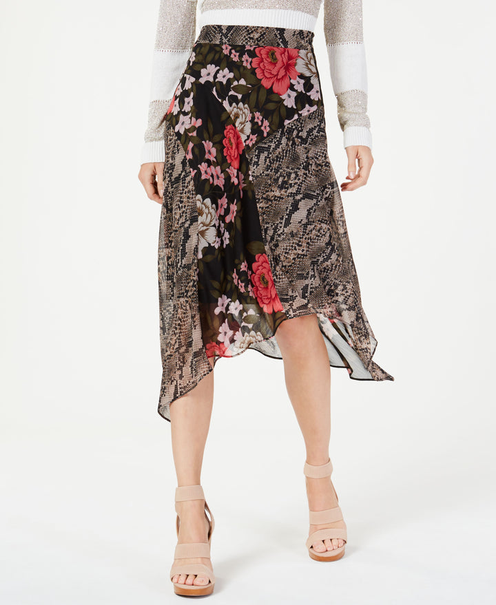 I.N.C. Petite Mixed-Print Floral Midi Skirt
