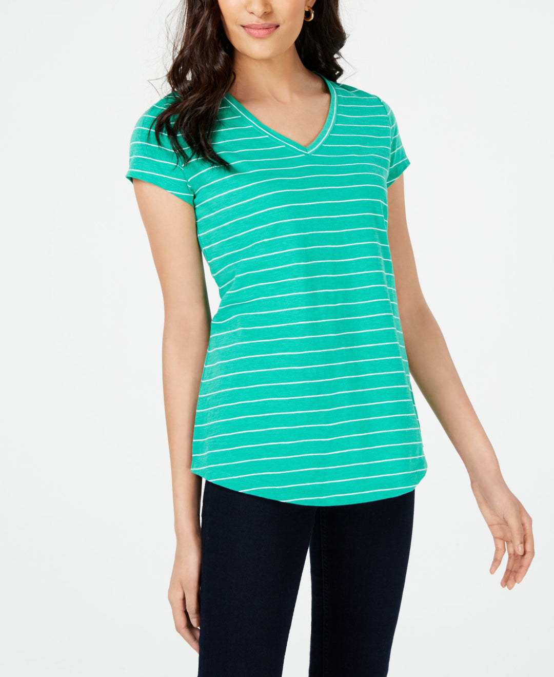 Maison Jules Striped V Neck Top